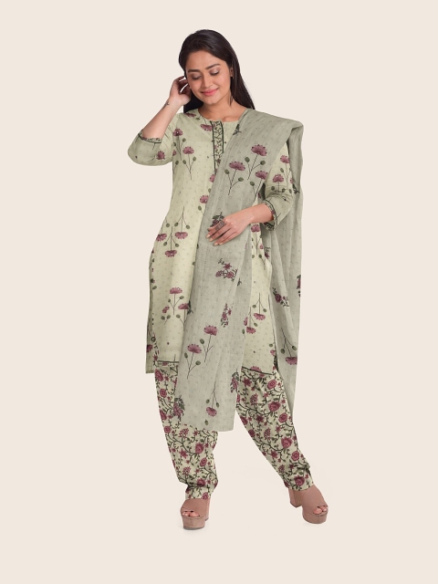 

Pothys Women Cream Floral Printed Unstitched Dress Material