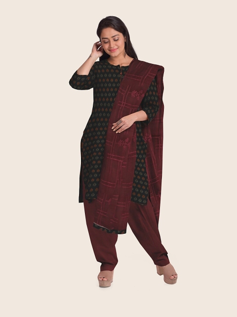 

Pothys Women Navy Blue & Maroon Unstitched Dress Material
