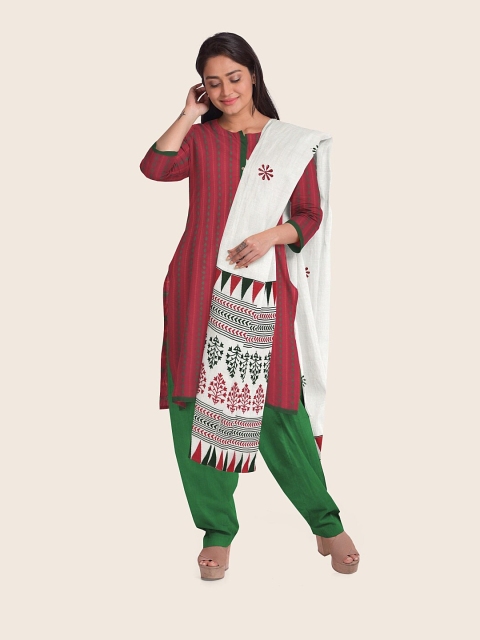 

Pothys Women Red Unstitched Dress Material