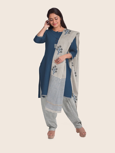 

Pothys Women Blue Unstitched Dress Material