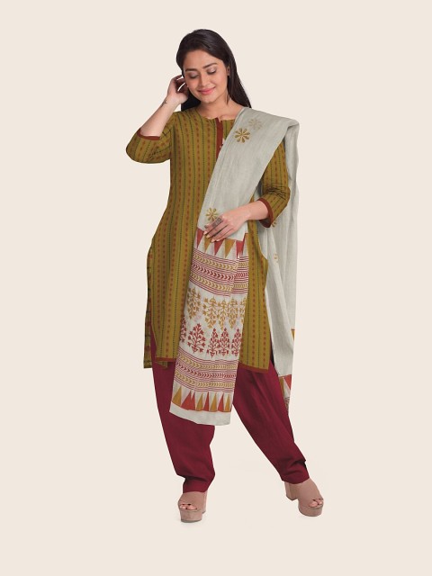 

Pothys Women Mustard Unstitched Dress Material