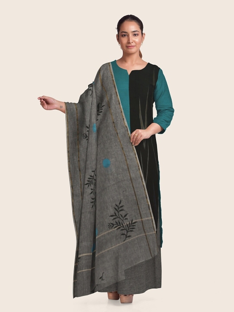 

Pothys Blue & Grey Printed Pure Cotton Unstitched Dress Material