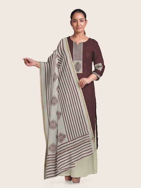 

Pothys Maroon & Grey Printed Pure Cotton Unstitched Dress Material
