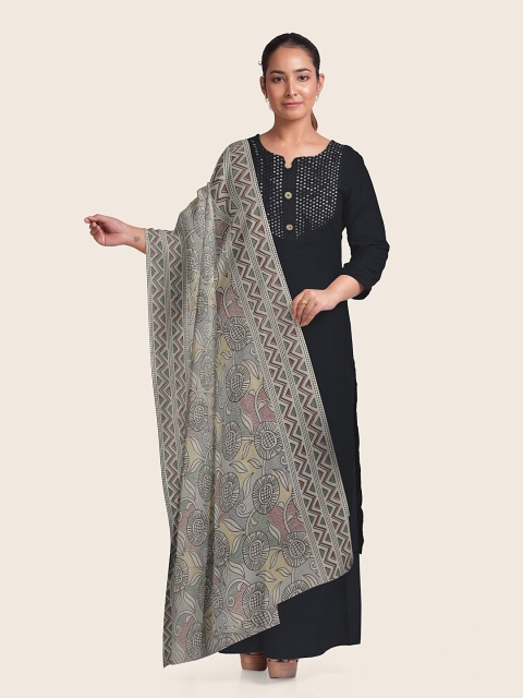 

Pothys Navy Blue & Grey Embellished Unstitched Dress Material
