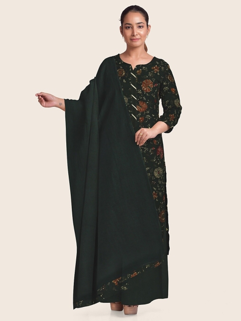 

Pothys Green & Rust Printed Unstitched Dress Material