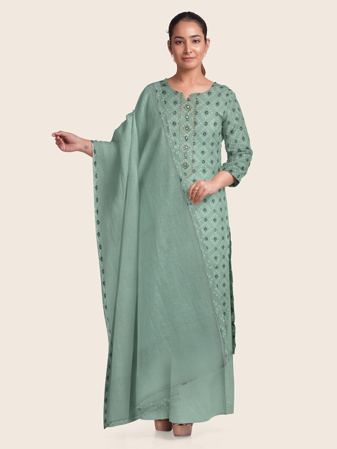 

Pothys Blue & White Printed Unstitched Dress Material