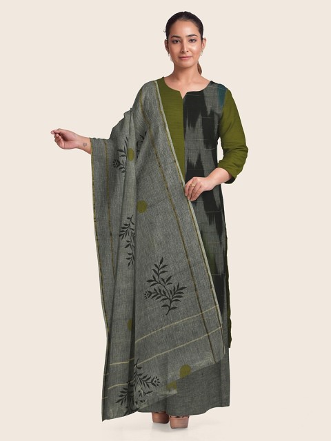 

Pothys Green & Grey Printed Pure Cotton Unstitched Dress Material