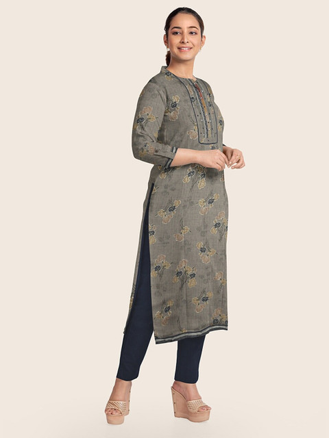 

Pothys Grey & Navy Blue Printed Unstitched Dress Material