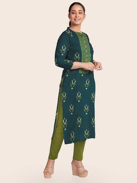 

Pothys Green & Olive Green Printed Unstitched Dress Material