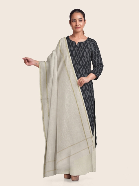 

Pothys Navy Blue & Off White Printed Pure Cotton Unstitched Dress Material
