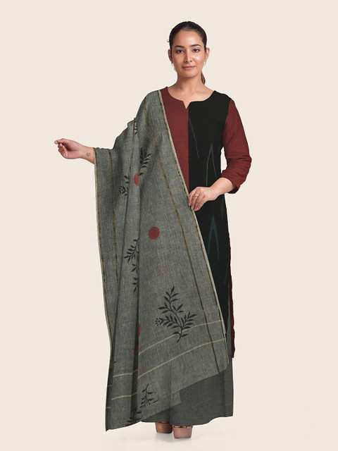 

Pothys Red & Grey Printed Pure Cotton Unstitched Dress Material