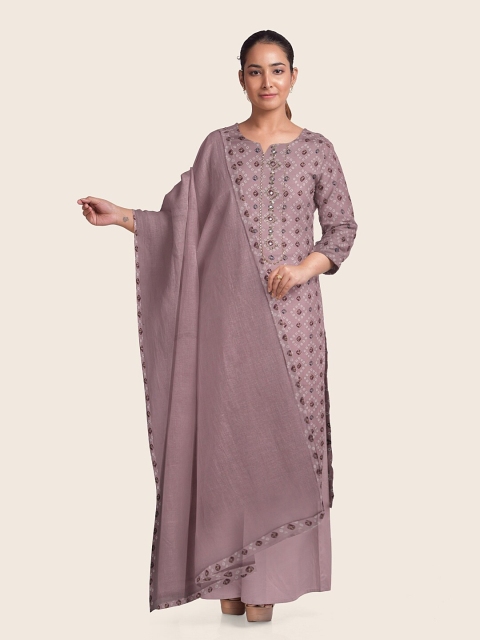 

Pothys Pink & Maroon Printed Unstitched Dress Material