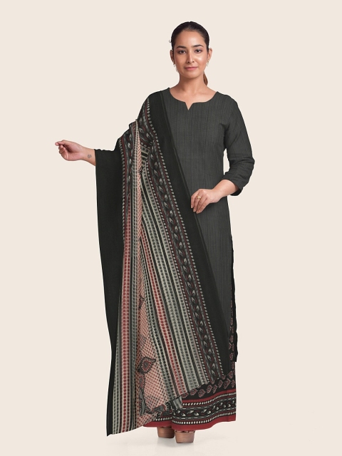 

Pothys Grey & Pink Unstitched Dress Material
