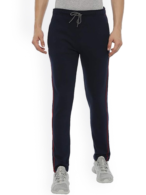 

MASH UNLIMITED Men Navy Blue Solid Cotton Track Pants