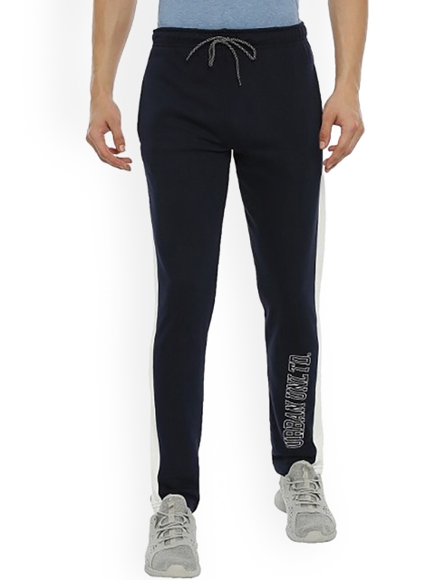 

MASH UNLIMITED Men Navy Blue Solid Cotton Track Pants