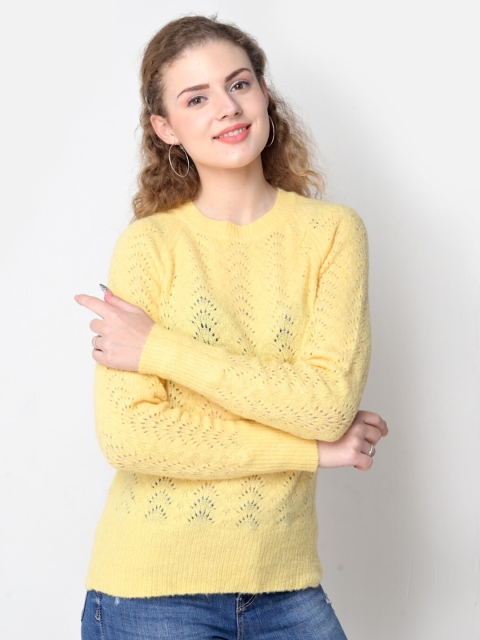 

NoBarr Women Yellow Acrylic Pullover