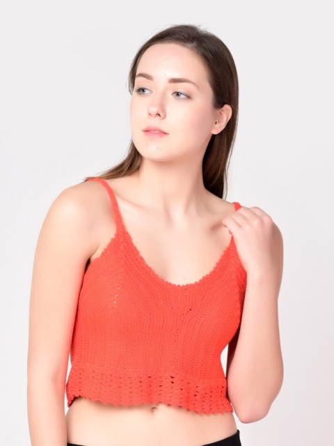 

NoBarr Red Self Designed Crop Top