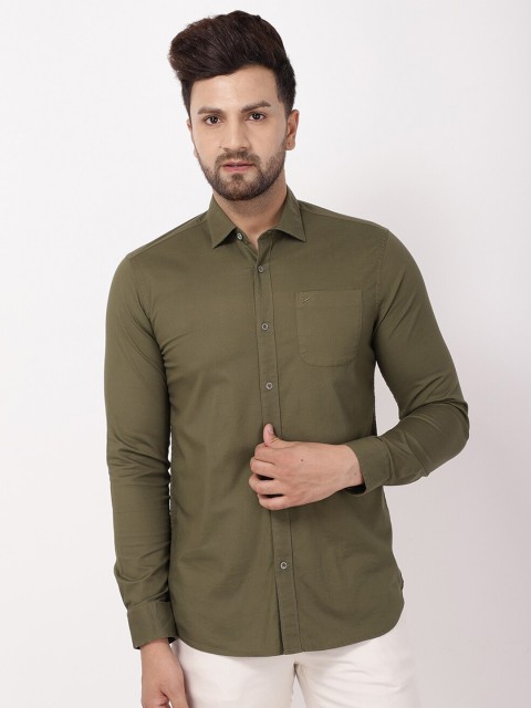 

Blackberrys Men Olive Green Slim Fit Cotton Casual Shirt