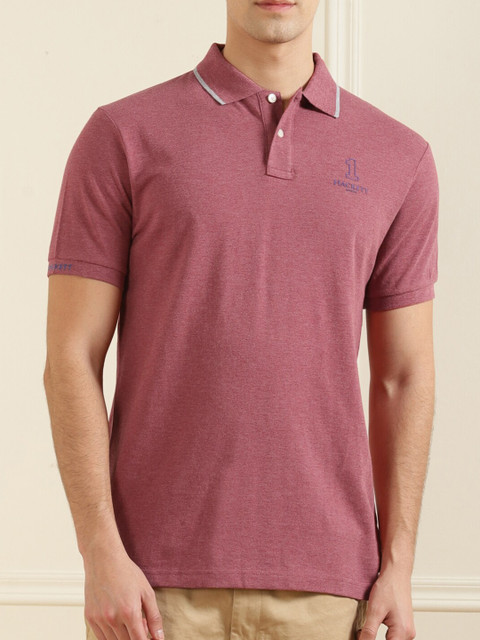

HACKETT LONDON Men Pink Polo Collar Cotton T-shirt