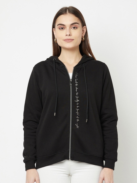 

METTLE Women Black Hooded Sweatshirt