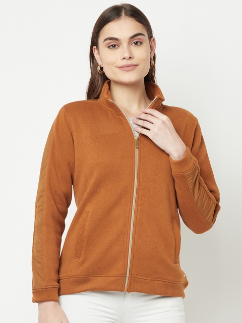 

METTLE Women Brown Fleece Sweatshirt