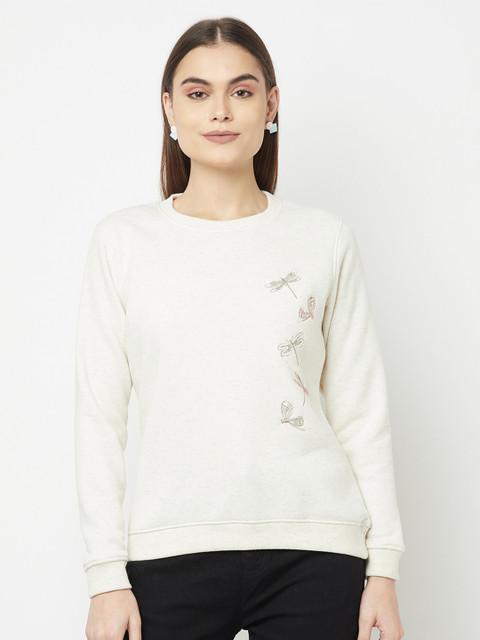 

METTLE Women White Fleece Sweatshirt