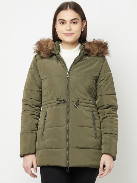 

METTLE Women Olive Green Longline Parka Jacket