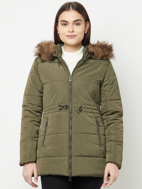 

METTLE Women Olive Green Longline Parka Jacket