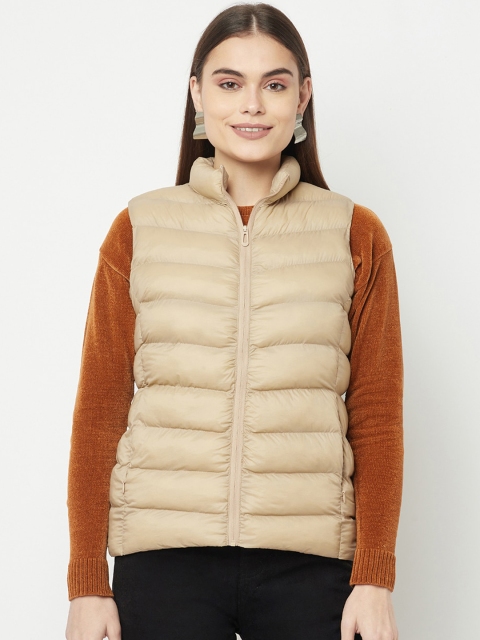 

METTLE Women Beige Solid Padded Jacket