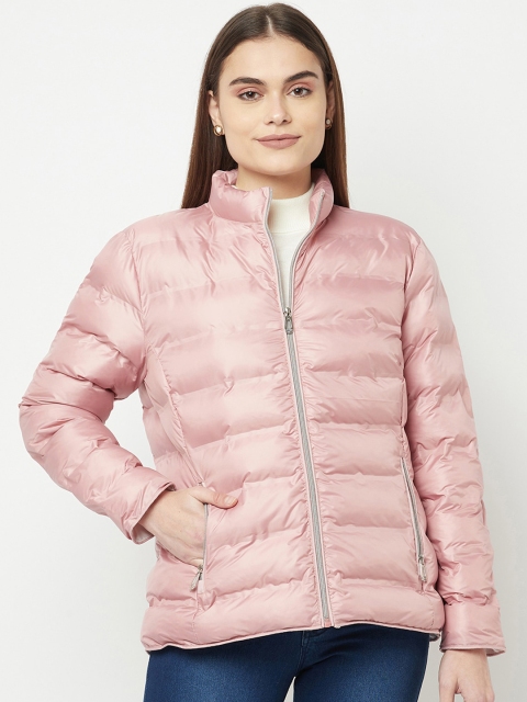 

METTLE Women Pink Solid Padded Jacket