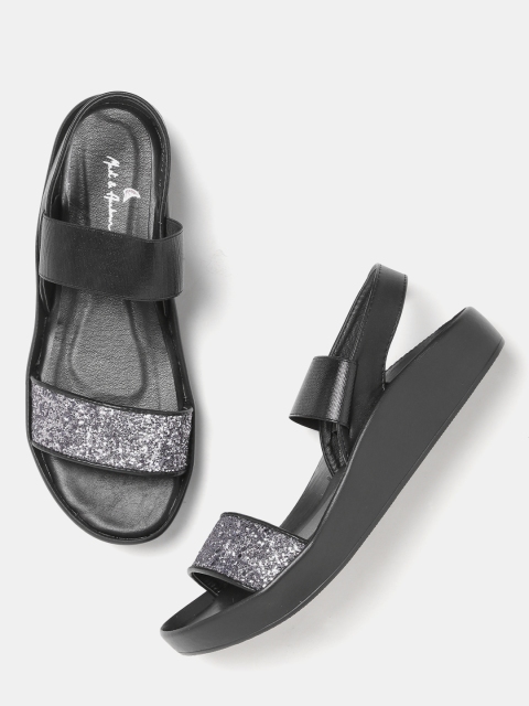 

Mast & Harbour Women Black Solid Open-Toed