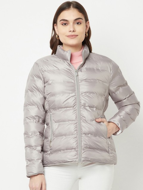 

METTLE Women Grey Solid Padded Jacket