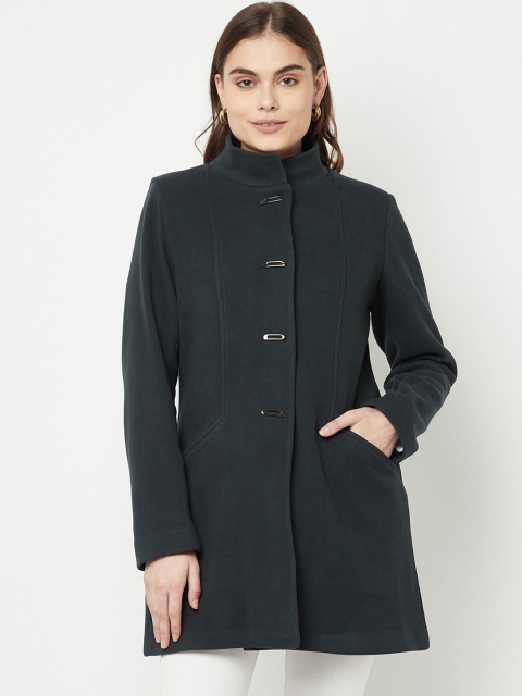 

METTLE Women Green Solid Overcoat