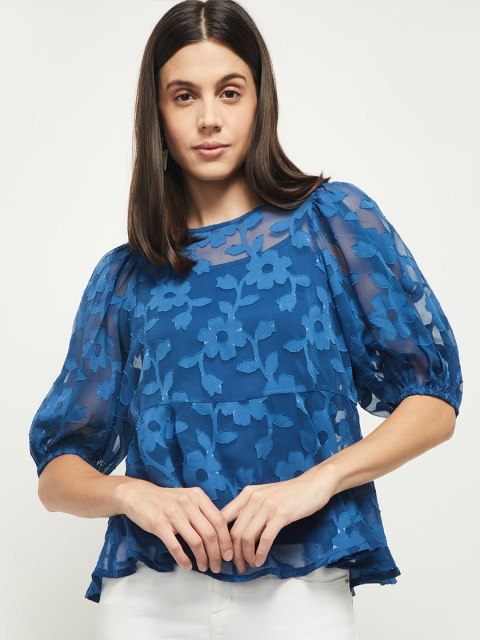 

max Blue Floral Top