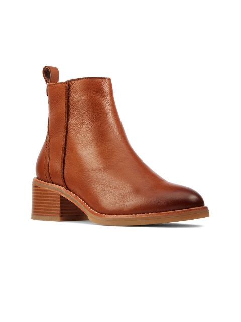 

Clarks Women Tan Brown Leather Flat Boots