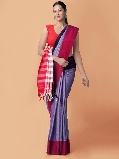

Unnati Silks Violet & Pink Pure Cotton Narayan Peth Saree