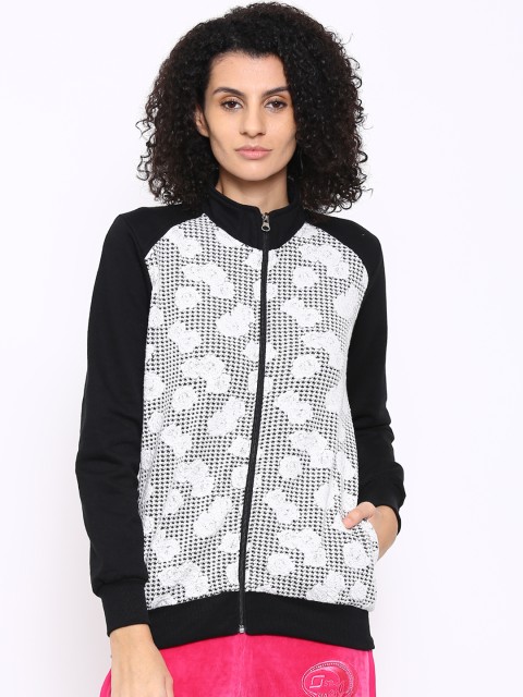 

SDL by Sweet Dreams Navy Blue & White Woven Bomber Jacket