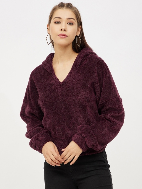 

Harpa Women Burgundy Fleece Hooded Sweatshirt