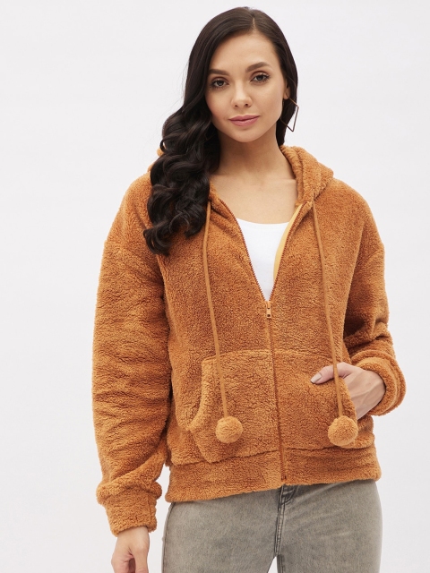 

Harpa Women Tan Fleece Hooded Sweatshirt