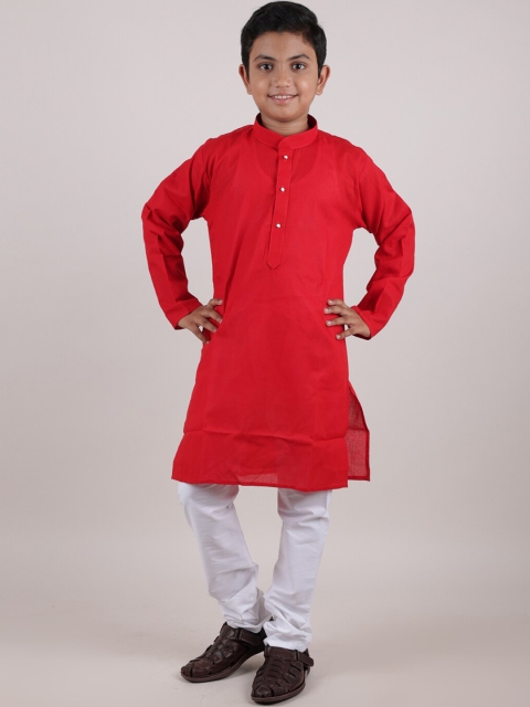 

Pothys Boys Red & White Pure Cotton Kurta with Pyjamas