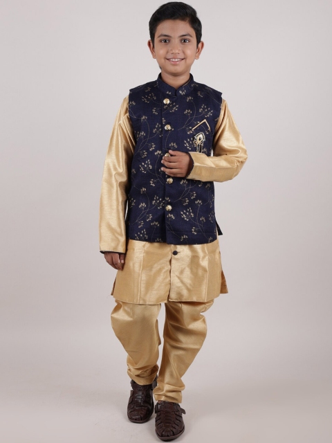 

Pothys Boys Navy Blue & Beige Printed Sherwani Set