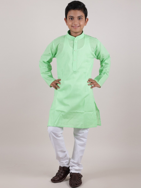 

Pothys Boys Green Pure Cotton Kurta with Churidar