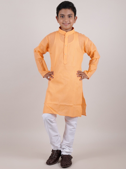 

Pothys Boys Peach-Coloured Pure Cotton Kurta with Salwar