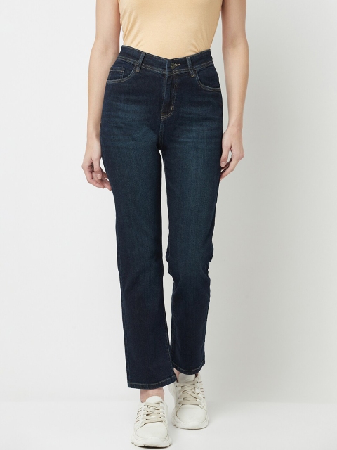 

METTLE Women Blue Low Distress Light Fade Jeans