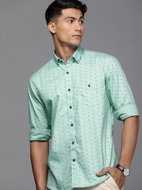 

Louis Philippe Sport Men Green& Blue Printed Pure Cotton Slim Fit Casual Shirt