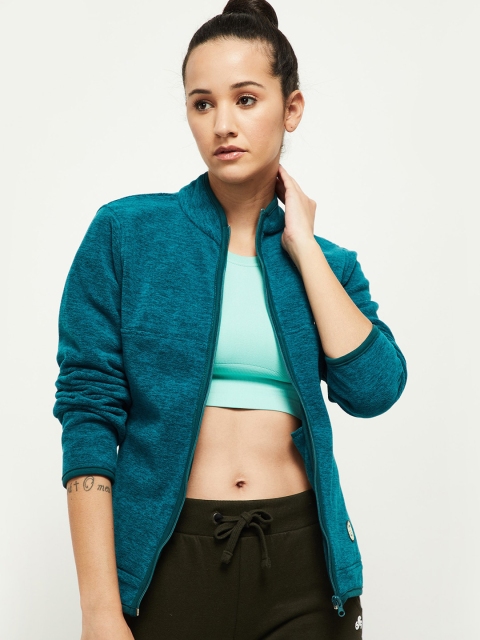 

max Women Teal Self Design Bomber Jacket