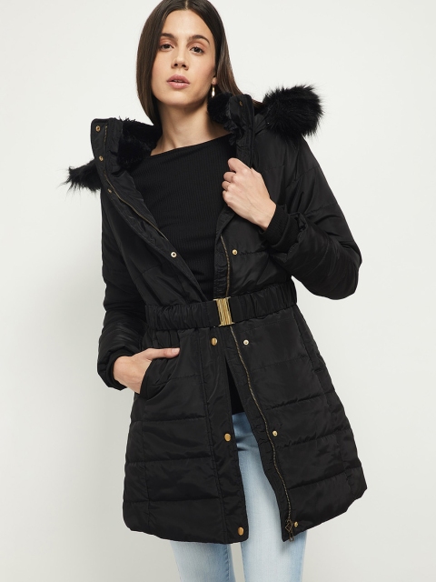 

max Women Black Longline Parka Jacket