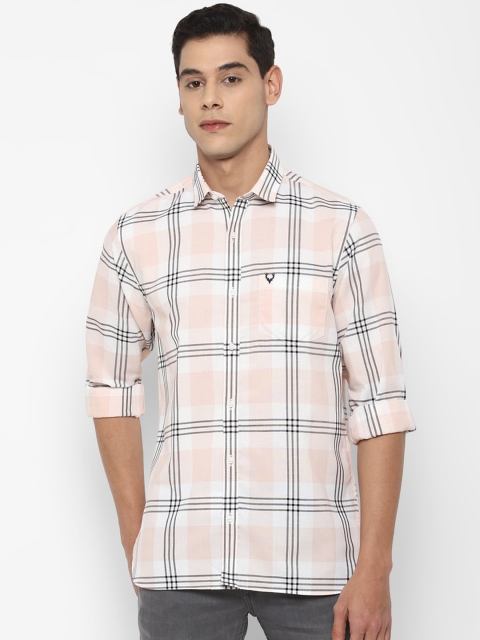 

Allen Solly Men Peach-Coloured Slim Fit Checked Casual Shirt