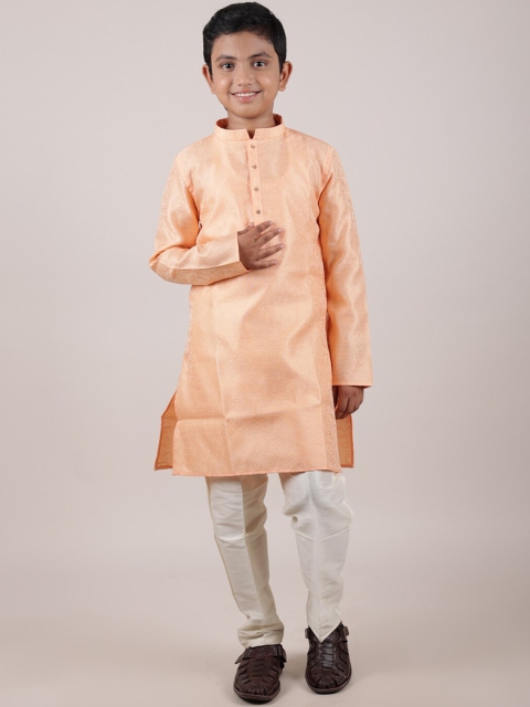

Pothys Boys Peach-Coloured Pure Cotton Kurta with Pyjamas