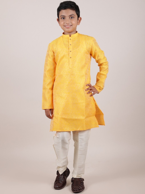 

Pothys Boys Gold-Toned Pure Cotton Kurta with Pyjamas